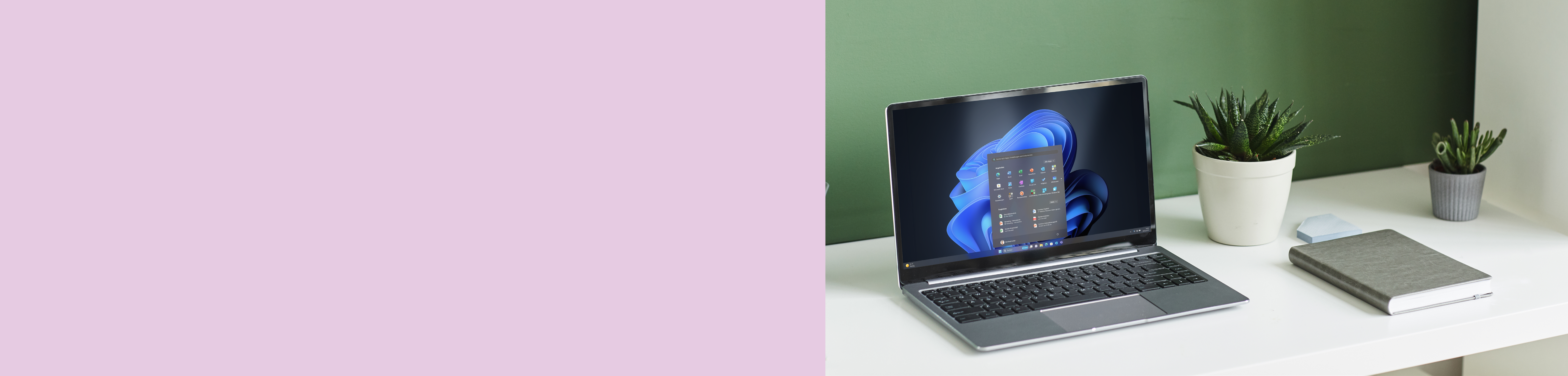 Die Grafik zeigt einen Laptop auf einem Schreibtisch.