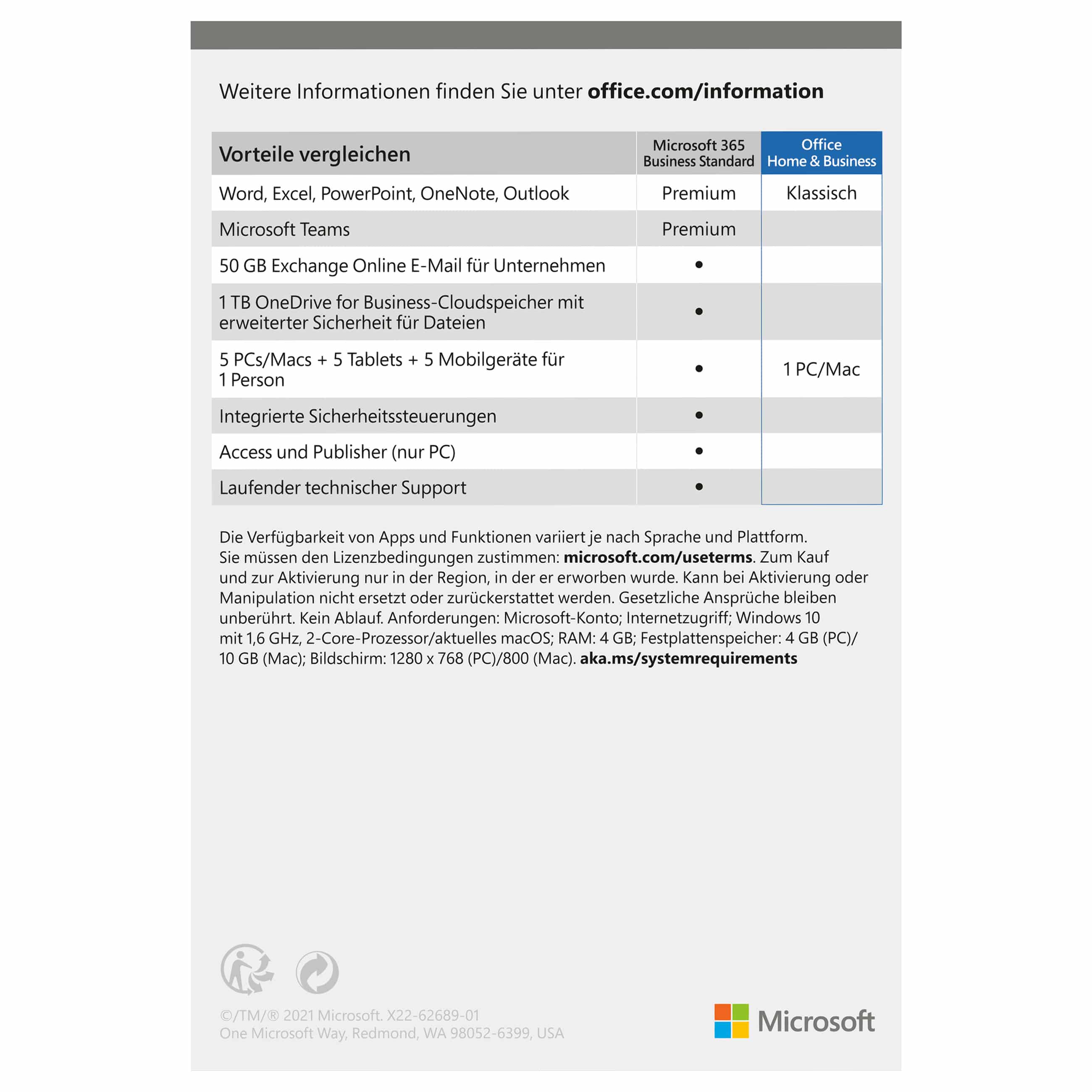 Microsoft Office 2021 Home & Business - Deutsch - Box-Pack - Neu