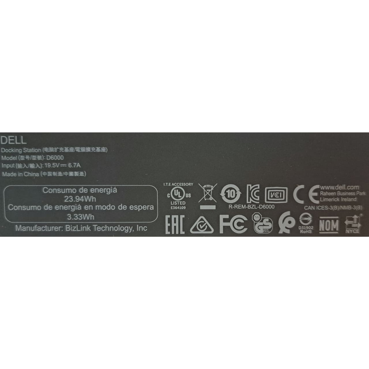 Dell Dockingstation D6000 - ohne Netzteil - Schwarz - Gebraucht